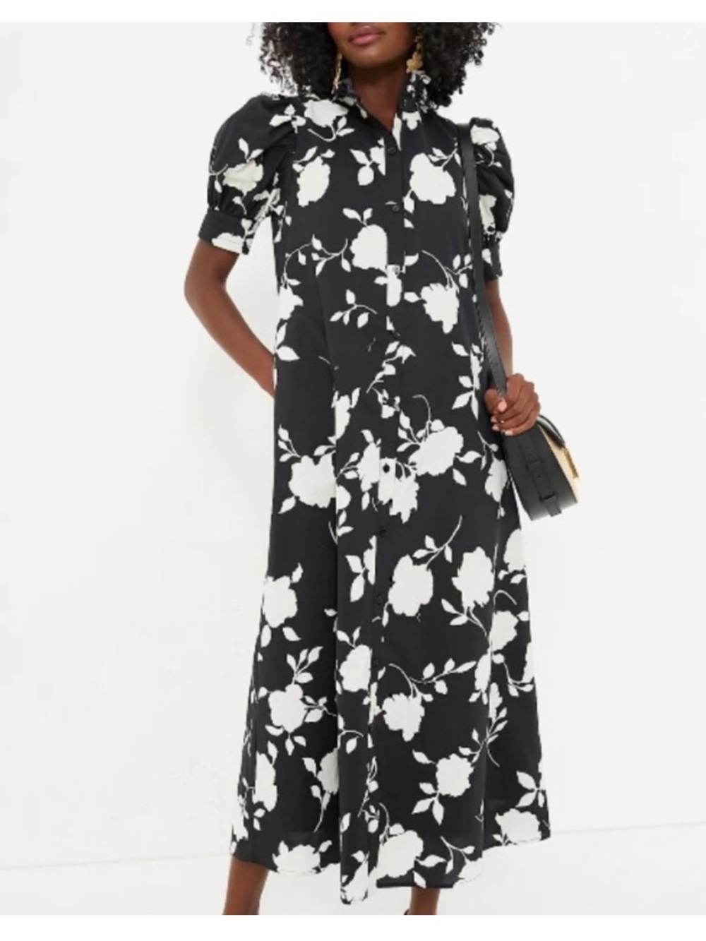 Hyacinth house Louisa Black & White Floral Button-Down Maxi dress size large